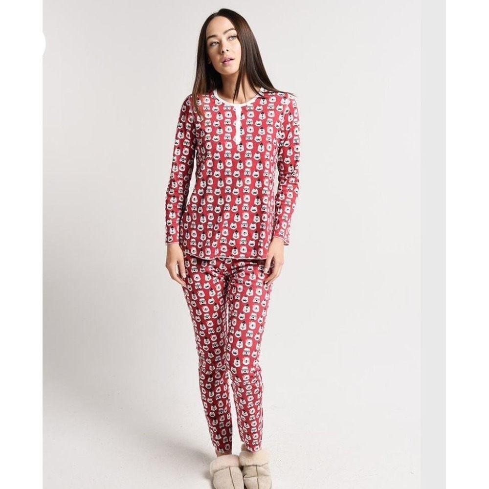 ROLLER RABBIT Women Bearry Holiday Pajamas Two Piece Set Festive Cozy Medium